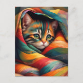 Ik hou van mijn deken! Rainbow Tabby Cat Briefkaart (Voorkant)