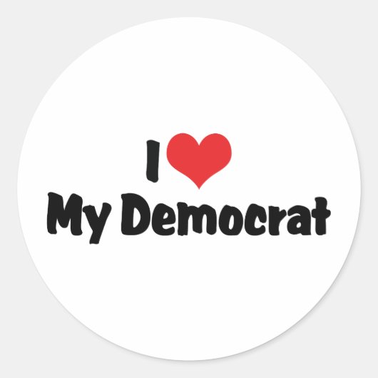 Ik hou van mijn democraat ronde sticker (Voorkant)