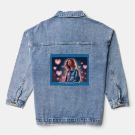 Ik hou van mijn denim jas roze harten denim jacket