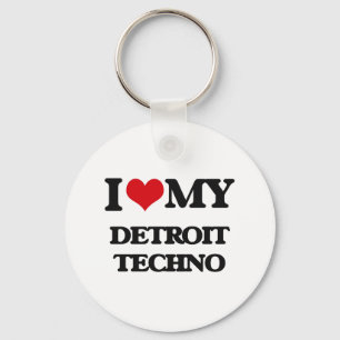 Ik hou van mijn DETROIT TECHNO Sleutelhanger