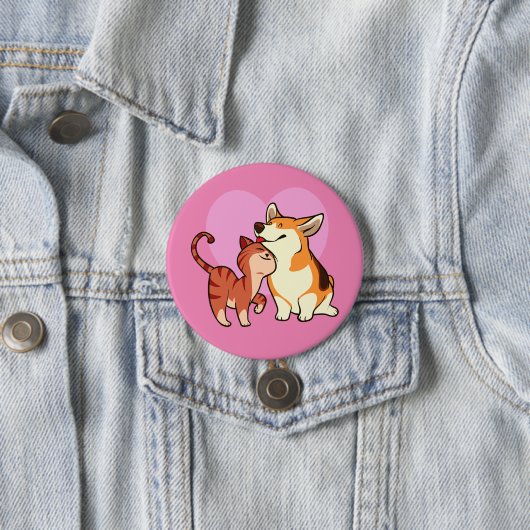 Ik hou van mijn dichter | Kat en Hondenliefhebber Ronde Button 7,6 Cm (In situ)