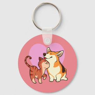Ik hou van mijn dichter Kat en Hondenliefhebber Sleutelhanger