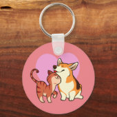 Ik hou van mijn dichter | Kat en Hondenliefhebber Sleutelhanger (Voorkant)