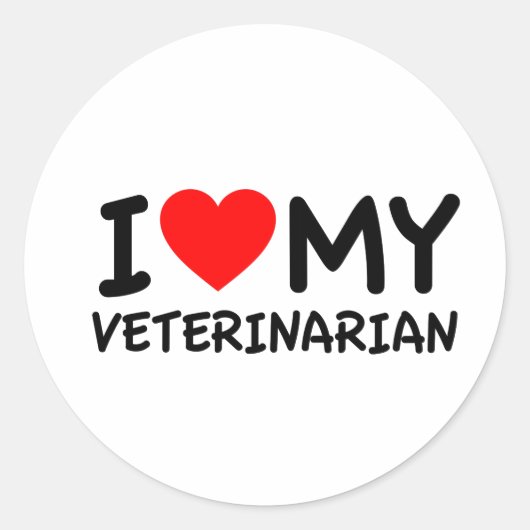 Ik hou van mijn dierenarts ronde sticker (Voorkant)
