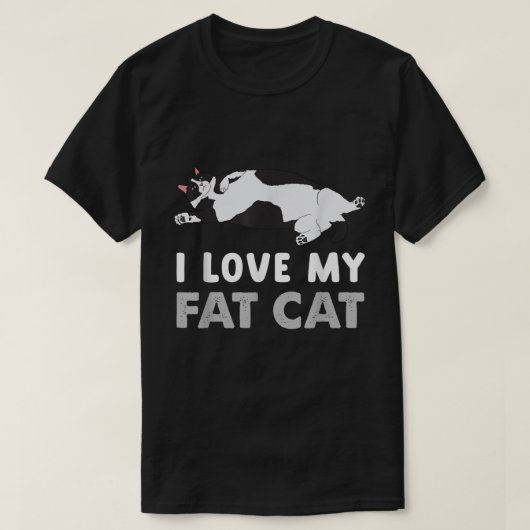 Ik hou van mijn dikke kat Schattige Chubby Kat Lov T-shirt (Design voorkant)