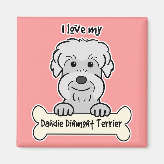 Ik hou van mijn Dinmont Terrier Magneet (Voorkant)