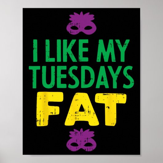 Ik hou van mijn dinsdag Fat Jester Mask Funny Mard Poster (Voorkant)