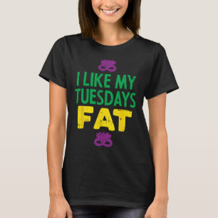 Ik hou van mijn dinsdag Fat Jester Mask Funny Mard T-shirt