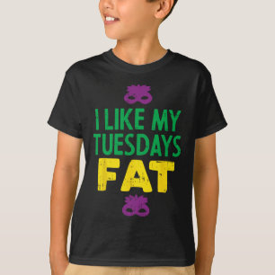 Ik hou van mijn dinsdag Fat Jester Mask Funny Mard T-shirt