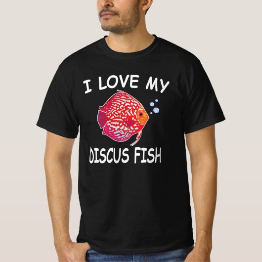 Ik hou van mijn discusvis aquarium liefhebber t-shirt (Voorkant)