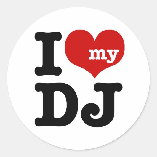 Ik hou van Mijn DJ Ronde Sticker (Voorkant)