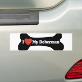 Ik hou van mijn doberman - Dog Bone Bumpersticker (Op auto)