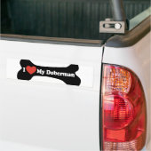 Ik hou van mijn doberman - Dog Bone Bumpersticker (Op Truck)