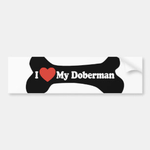 Ik hou van mijn doberman - Dog Bone Bumpersticker