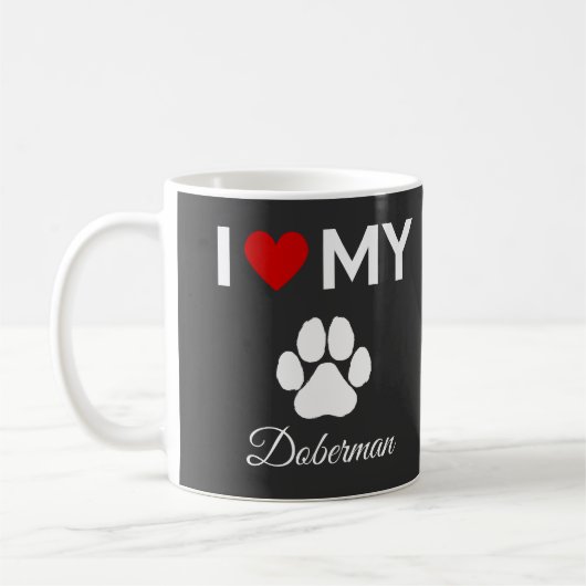 Ik hou van mijn Doberman hond aangepaste tekst Koffiemok (Links)