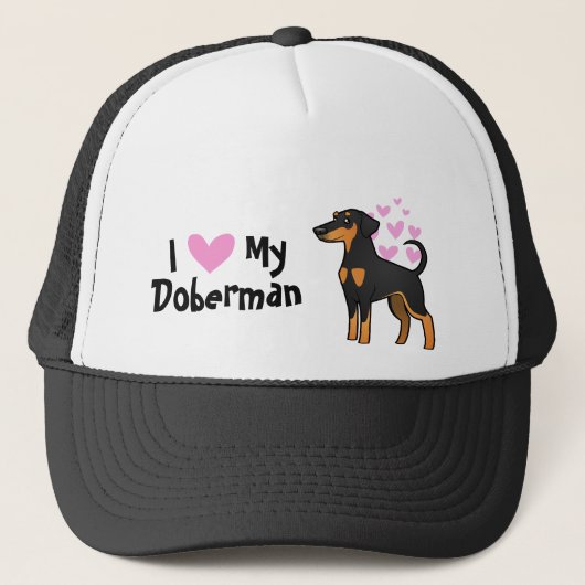 Ik hou van mijn Doberman Pinscher (floppy ears) Trucker Pet (Voorkant)
