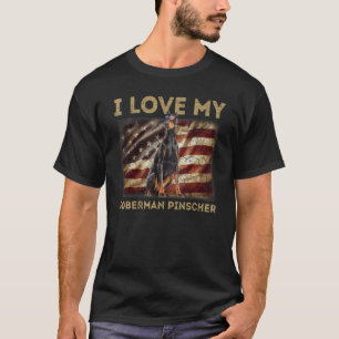 Ik hou van mijn Doberman Pinscher papa Mam America T-shirt