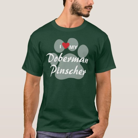 Ik hou van mijn Doberman Pinscher Pawprint T-shirt (Voorkant)
