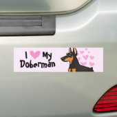 Ik hou van mijn Doberman Pinscher (pointy ears) Bumpersticker (Op auto)