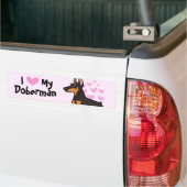 Ik hou van mijn Doberman Pinscher (pointy ears) Bumpersticker (Op Truck)