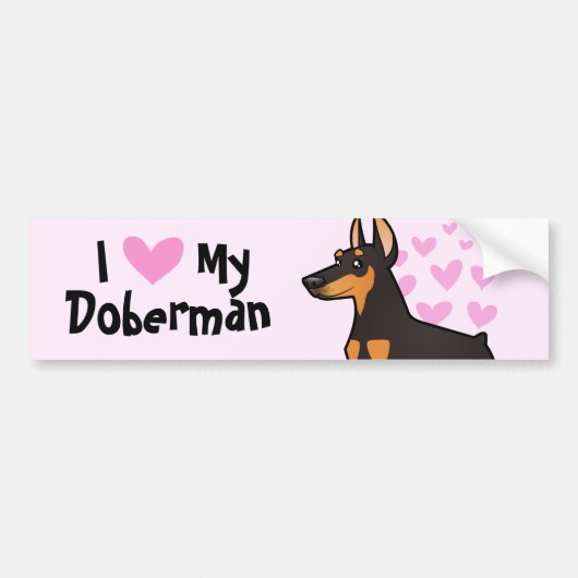 Ik hou van mijn Doberman Pinscher (pointy ears) Bumpersticker (Voorkant)
