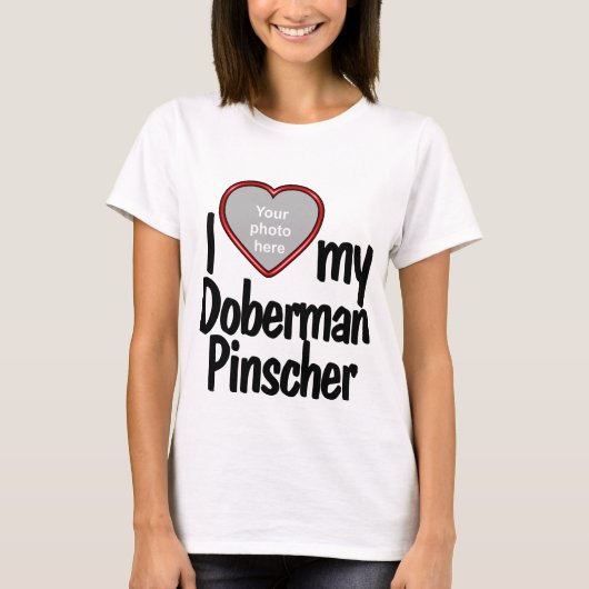Ik hou van mijn doberman pinscher rood hart foto L T-shirt (Voorkant)