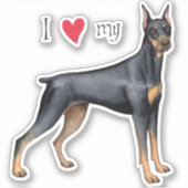 Ik hou van mijn Doberman Pinscher Vinyl Sticker (Voorkant)