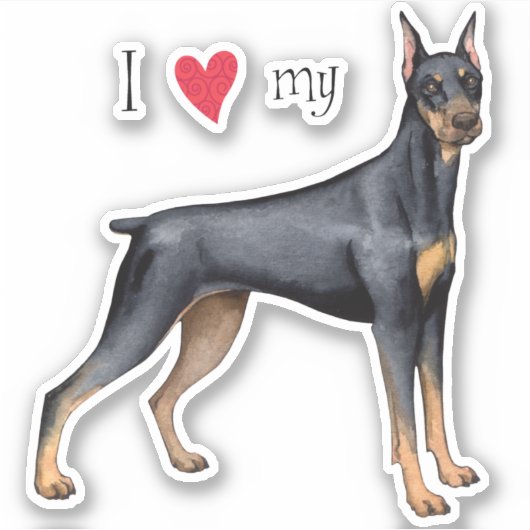 Ik hou van mijn Doberman Pinscher Vinyl Sticker (Voorkant)