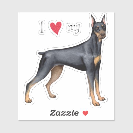 Ik hou van mijn Doberman Pinscher Vinyl Sticker (Vel)