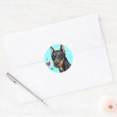 Ik hou van mijn Doberman Ronde Sticker (Envelop)