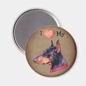 Ik hou van mijn Dobermann Pinscher hond Magneet (Voorkant / Achterkant)