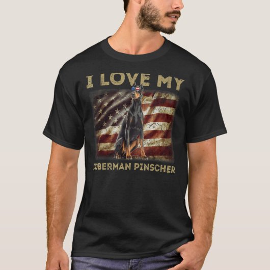 Ik hou van mijn Dobermann Pinscher vader moeder Am T-shirt (Voorkant)