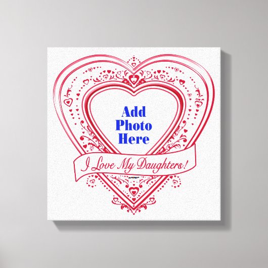Ik hou van mijn dochter! Foto Red Hearts Canvas Afdruk (Voorkant)