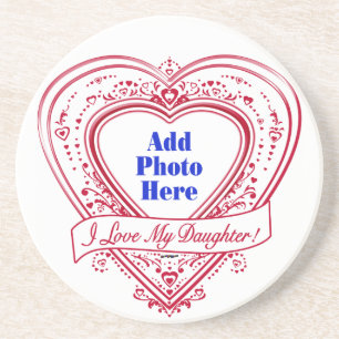 Ik hou van mijn dochter! Foto Red Hearts Zandsteen Onderzetter