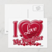 Ik hou van mijn dochter rood - hart briefkaart (Voorkant / Achterkant)
