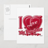 Ik hou van mijn dochter rood - hart briefkaart (Voorkant / Achterkant)