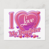 Ik hou van mijn dochter roze/paars - hart briefkaart (Voorkant)