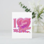 Ik hou van mijn dochter roze/paars - hart briefkaart (Staand voorkant)
