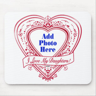 Ik hou van mijn dochters! Foto Red Hearts Muismat