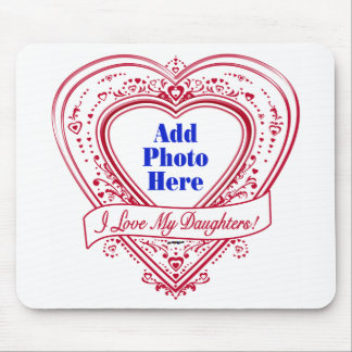 Ik hou van mijn dochters! Foto Red Hearts Muismat