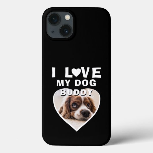 Ik hou van mijn Dog Heart Pet Name Foto Black Case-Mate iPhone Case (Achterkant)