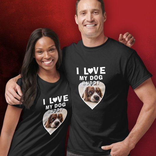 Ik hou van mijn Dog Heart Photo Pet Name Black T-shirt