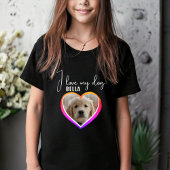 Ik hou van mijn Dog Heart Photo Pet Name Black T-shirt