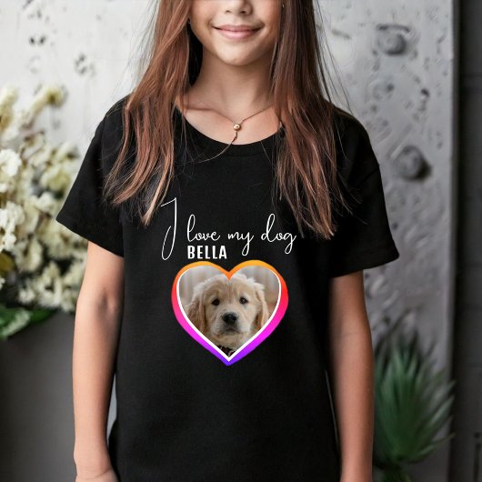 Ik hou van mijn Dog Heart Photo Pet Name Black T-shirt