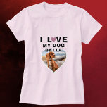Ik hou van mijn Dog Pink Heart Dog Naam Foto T-shirt<br><div class="desc">Ik hou van mijn hond Roze Heart Dog Naam Foto Woman T-Shirt. Een foto in een vorm van een hart. Voeg uw foto en naam toe.</div>