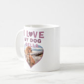 Ik hou van mijn Dog Pink Heart Foto Dog Naam Koffiemok (Voorkant links)