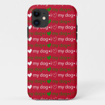 Ik hou van mijn Dog Red en Green iPhone case