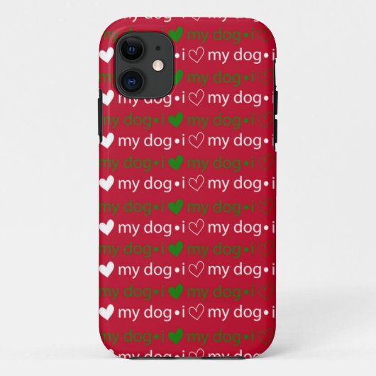 Ik hou van mijn Dog Red en Green iPhone case (Achterkant)