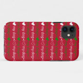 Ik hou van mijn Dog Red en Green iPhone case (Achterkant (horizontaal))