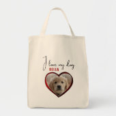 Ik hou van mijn Dog Red Heart Pet Foto Naam Tote Bag (Voorkant)